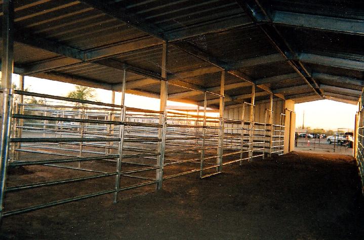 Covered Corrals/Open Air Barn 5' 6 rail Corrals