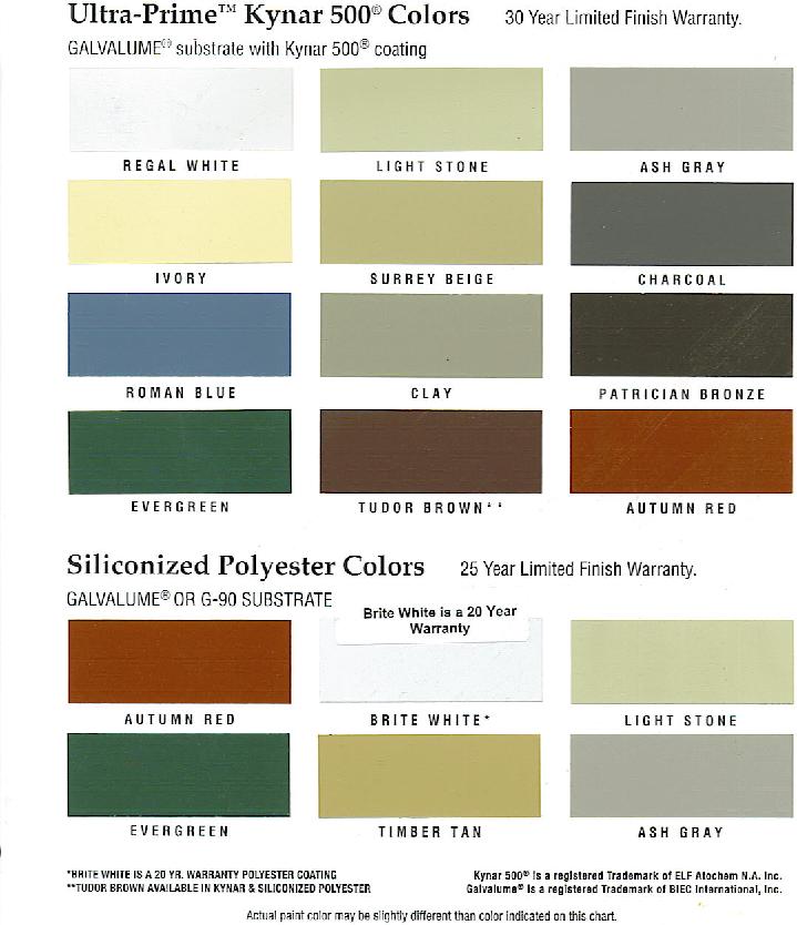 ROOFING AND METAL BUILDING COLORS